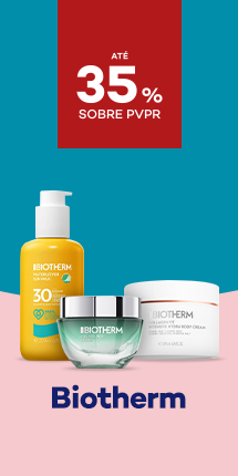 Marca Biotherm com destaque promocional de até 35% sobre preço de Venda ao Público Recomendado
